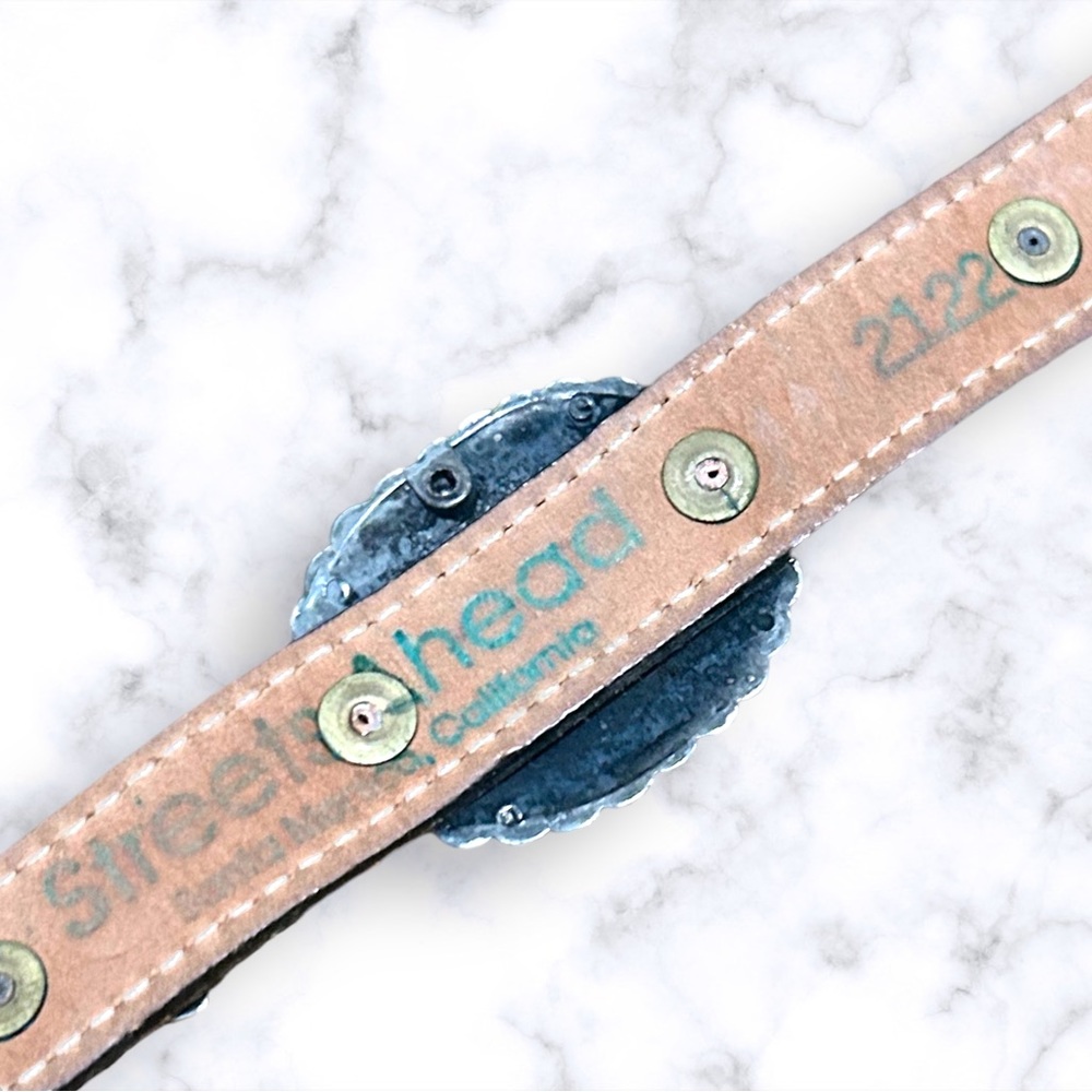 Streets Ahead Belt Brown Leather Metal Medium Western Statement Fashion - Picture 8 of 8